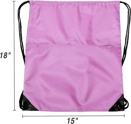 210D Nylon Foldable Sports Gym Drawstring Tote Bag pack Sack W Zipper Side Pocket For Men Women Pink