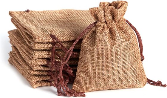 3x4 Inch Linen Burlap Bags with Drawstring Reusable Jewelry Pouches Craft Gift Bags for Christmas