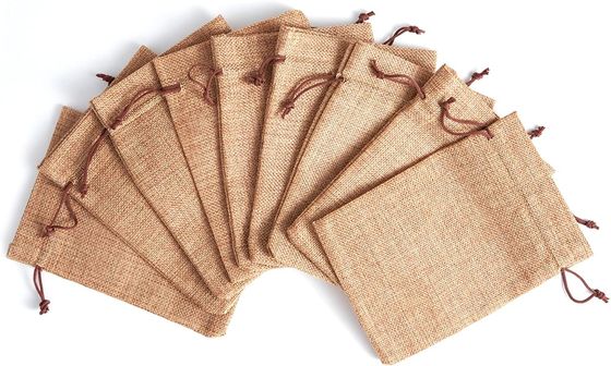 3x4 Inch Linen Burlap Bags with Drawstring Reusable Jewelry Pouches Craft Gift Bags for Christmas