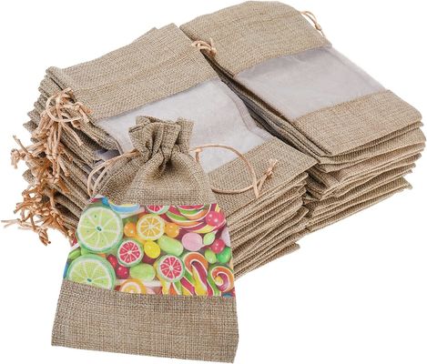 Burlap Sheer Bag Organza Bag Burlap Bags Gift Bags with Drawstring, for Wedding Party Favors Cosmetic Samples Mesh Pouch