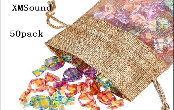 Burlap Sheer Bag Organza Bag Burlap Bags Gift Bags with Drawstring, for Wedding Party Favors Cosmetic Samples Mesh Pouch