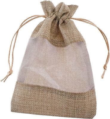 Burlap Sheer Bag Organza Bag Burlap Bags Gift Bags with Drawstring, for Wedding Party Favors Cosmetic Samples Mesh Pouch