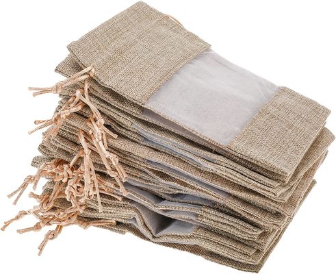 Burlap Sheer Bag Organza Bag Burlap Bags Gift Bags with Drawstring, for Wedding Party Favors Cosmetic Samples Mesh Pouch