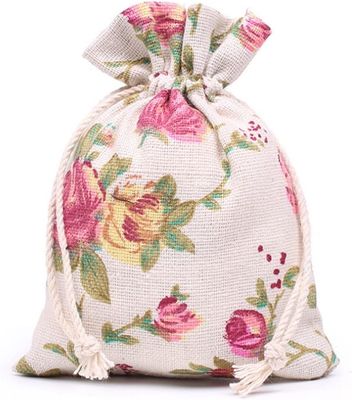 Drawstring Bags Burlap Flower Pouch Bags Gift Bags Jewelry Pouches for DIY Craft Wedding Party, 5X7 Inches