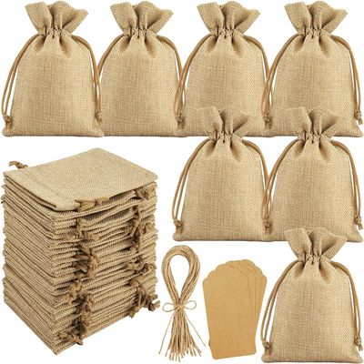 Drawstring Bags Burlap Flower Pouch Bags Gift Bags Jewelry Pouches for DIY Craft Wedding Party, 5X7 Inches