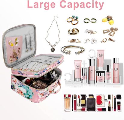Extra Large Durable and Lightweight  Makeup Bag Double Layer Makeup Organizer  Water Resistant Makeup Brush Bag