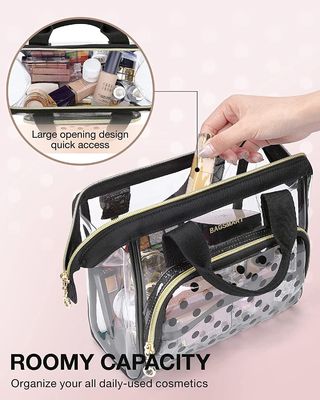 Lightweit Transparent makeup bag Organizer Case for Women Cute CosmeticsPouch Toiletries Accessories Brushes Polk