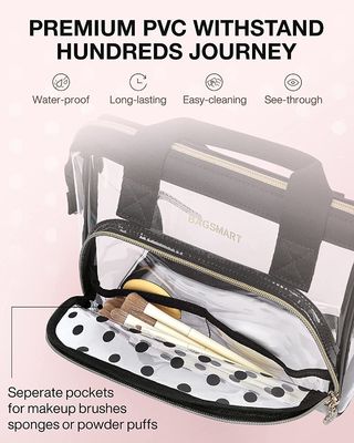 Lightweit Transparent makeup bag Organizer Case for Women Cute CosmeticsPouch Toiletries Accessories Brushes Polk
