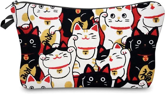 Lucky Cat Cosmetic Bag for Women Makeup Bags Travel Waterproof Toiletry Bag Accessories Organizer
