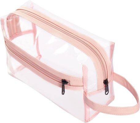 Pink Clear Toiletry Bag for Women, Travel Waterproof Cosmetic Makeup Organizer Bag for Shampoo, Toiletries Accessories