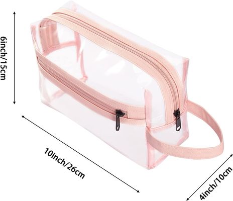 Pink Clear Toiletry Bag for Women, Travel Waterproof Cosmetic Makeup Organizer Bag for Shampoo, Toiletries Accessories