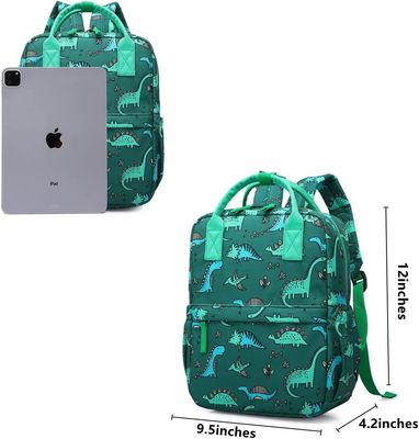 Backpack Dinosaur Unicorn School Book Bag Boys Kids Kindergarten Nursery Travel Bag with Chest Strap(Green Di