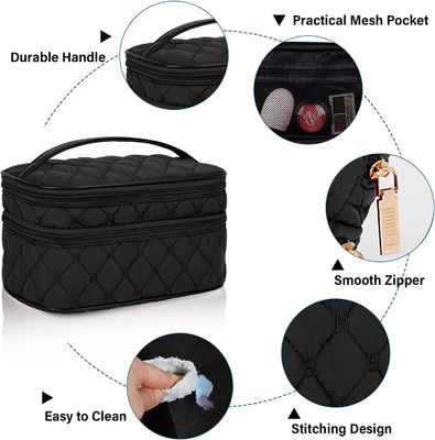 Makeup Portable Travel Cosmetic Bag with Handle Large Double Layer Toiletry Bag 2Pcs Waterproof Make Up Bag for Women