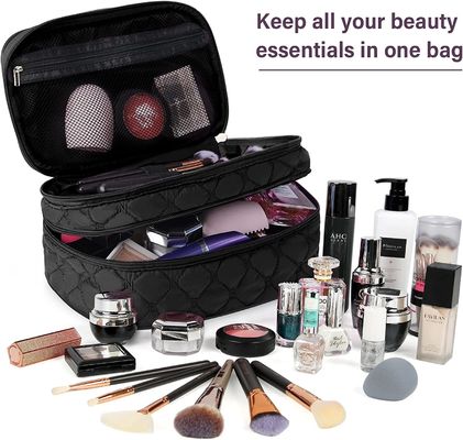 Makeup Portable Travel Cosmetic Bag with Handle Large Double Layer Toiletry Bag 2Pcs Waterproof Make Up Bag for Women