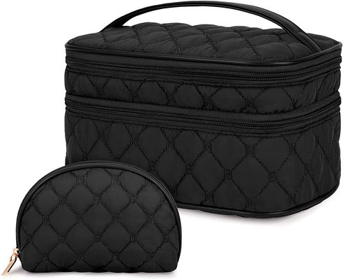 Makeup Portable Travel Cosmetic Bag with Handle Large Double Layer Toiletry Bag 2Pcs Waterproof Make Up Bag for Women