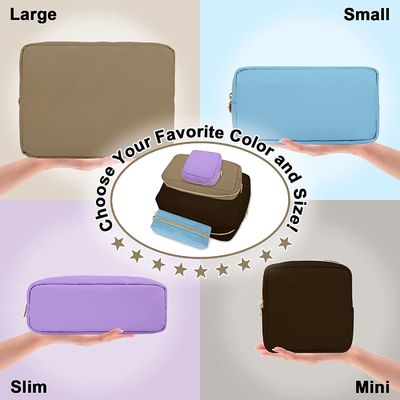 Nylon Mini Makeup Bag for Purse, Preppy Small Cute Makeup Bag Cosmetic Zipper Pouch Purse, Waterproof Travel Coin Pouch
