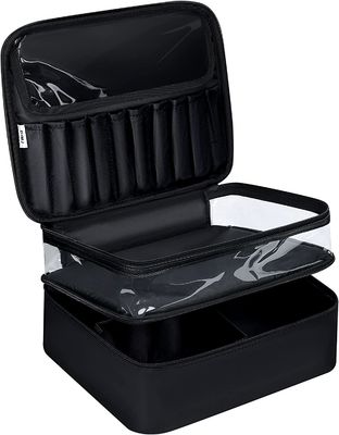 Lager capacity black waterproof makeup bag cosmetic bag for travel