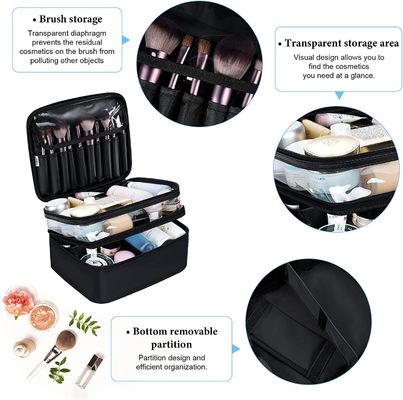 Lager capacity black waterproof makeup bag cosmetic bag for travel