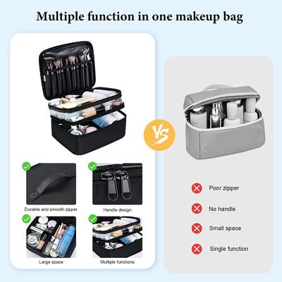 Lager capacity black waterproof makeup bag cosmetic bag for travel