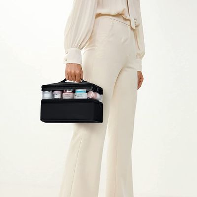 Lager capacity black waterproof makeup bag cosmetic bag for travel
