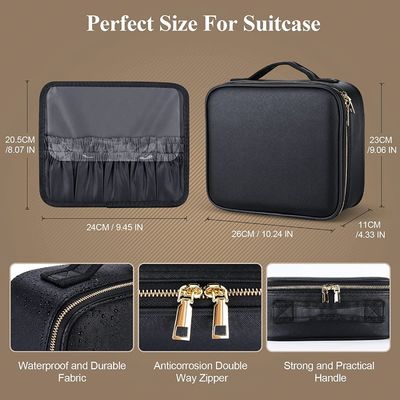 Travel Makeup Case With Lighted Mirror 3 Color Setting, Mother's Day Gift, Cosmetic Makeup Train Case with Adjustable