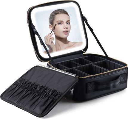 Travel Makeup Case With Lighted Mirror 3 Color Setting, Mother's Day Gift, Cosmetic Makeup Train Case with Adjustable