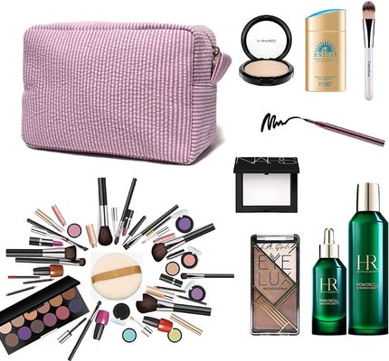 lightweight durable handle design Cosmetic Bag Travel Pouch - Large Makeup Organizer Bag Zipper Purse Toiletry Bag