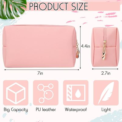 Makeup Bag Leather Zipper Cosmetic Bag Water Resistant Versatile Makeup Pouch Travel Cosmetic Organizer Portable