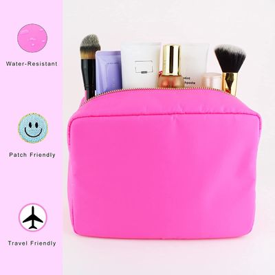 Large Makeup Bag - Travel Toiletry Bag For Women - Pink Makeup Bag - Large Makeup Pouch - Nylon Cosmetic Pouch Bag