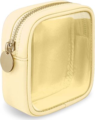 Lightweight and waterproof  Small Cute Makeup Bag Preppy Cosmetic Zipper Pouch Purse, Transparent