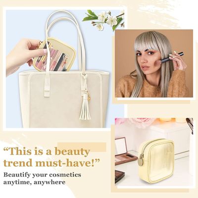 Lightweight and waterproof  Small Cute Makeup Bag Preppy Cosmetic Zipper Pouch Purse, Transparent