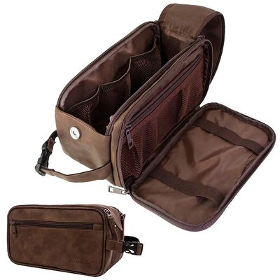 Travel Toiletries Bag | Water-resistant Dopp Kit, PU Leather Shaving Bag Organizer for Bag