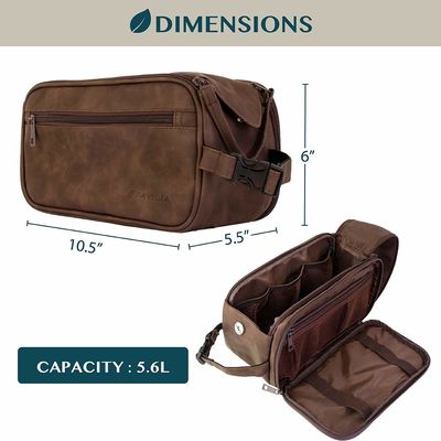 Travel Toiletries Bag | Water-resistant Dopp Kit, PU Leather Shaving Bag Organizer for Bag