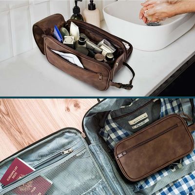 Travel Toiletries Bag | Water-resistant Dopp Kit, PU Leather Shaving Bag Organizer for Bag