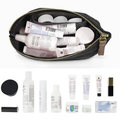 Canvas Large Cosmetic Bag Travel Makeup Organizer Toiletry Bag for Women