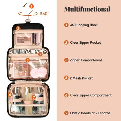 Large Capacity Cosmetic Bag Organizer Waterproof Hanging Toiletry Bag With Hook