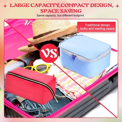 Large Smooth Toiletry Makeup Bag Waterproof Opens Flat For Easy Access