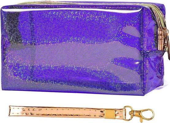 Cosmetic Bags PVC Transparent Zippered Toiletry Bag With Handle Strap
