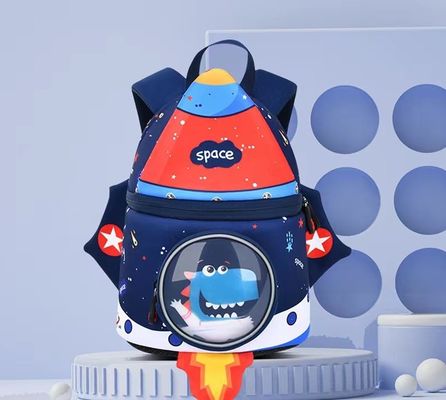 rocket  shape SBR  children backpack  3D Neoprene education bag   soft kindergarten bag  light girl backpack