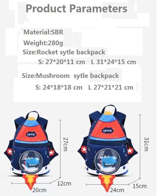 rocket  shape SBR  children backpack  3D Neoprene education bag   soft kindergarten bag  light girl backpack