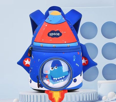 rocket  shape SBR  children backpack  3D Neoprene education bag   soft kindergarten bag  light girl backpack
