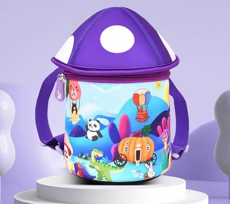 mushroom   shape 3D Neoprene education bag  SBR  children backpack  soft kindergarten bag  light girl backpack