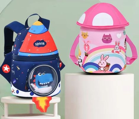 mushroom   shape 3D Neoprene education bag  SBR  children backpack  soft kindergarten bag  light girl backpack