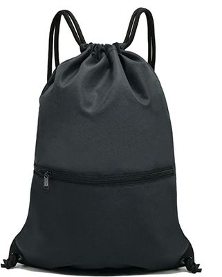 Recyclable and Durable Black Waterproof Lager Capacity  Drawstring Backpack Bag