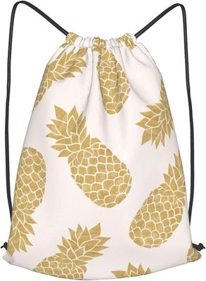 Pineapple Gold Gym Waterproof Drawstring Backpack For Yoga Sport Travel