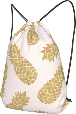 Pineapple Gold Gym Waterproof Drawstring Backpack For Yoga Sport Travel