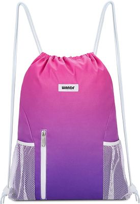 Water Resistant Drawstring Backpack Bag Sport Gym Sackpack With Mesh Pockets