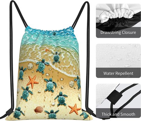 Sea Turtle Drawstring Backpack Waterproof Adjustable Lightweight Gym Drawstring Bag Sports Dance Sackpack