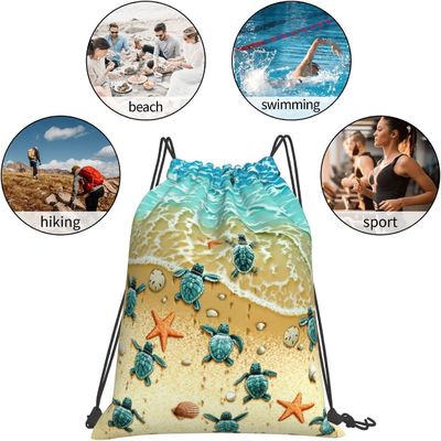 Sea Turtle Drawstring Backpack Waterproof Adjustable Lightweight Gym Drawstring Bag Sports Dance Sackpack