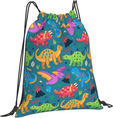 Drawstring Backpack Drawstring Bags for Kids Girls Boys Teens Gym Dance String Bags Bulk Waterproof Dinosaur